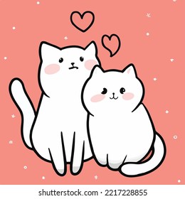 set of cat cartoon drawing illustration