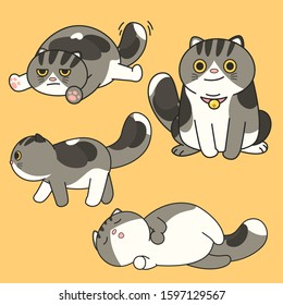 set of cat cartoon isolated for decoration.