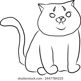 Set of Cat cartoon for printing on sticker.Cat vector illustration for coloring book on white isolated background.Cute clipart.Character for elements on white background.