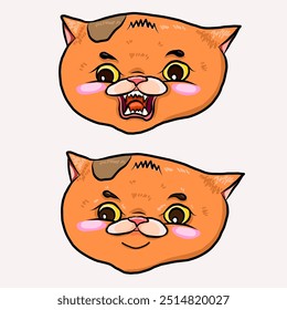 Set von Katzenkarikatur für den Druck auf Aufkleber.Katzenvektorgrafik zum Färben von Buch auf weißem, isoliertem Hintergrund.Niedlicher Clipart.Charakter für Elemente auf weißem Hintergrund.Frohes chinesisches Neujahr.