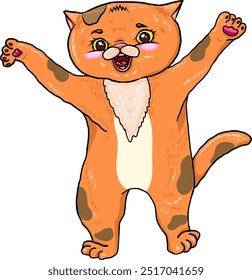 Set von Katzenkarikatur für den Druck auf Aufkleber.Katzenvektorgrafik zum Färben von Buch auf weißem, isoliertem Hintergrund.Niedlicher Clipart.Charakter für Elemente auf weißem Hintergrund.Frohes chinesisches Neujahr.