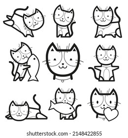 Set Emoticons Cat Vector Stock Vector (Royalty Free) 436115146 ...