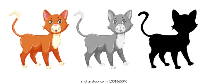 Set of cat character illustration