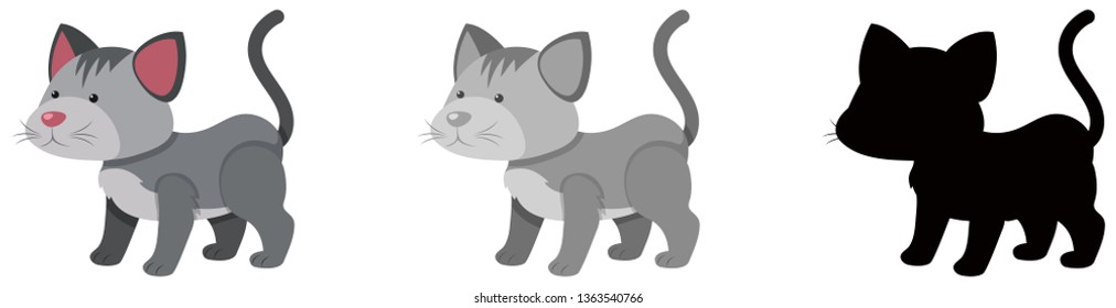 Set of cat character illustration