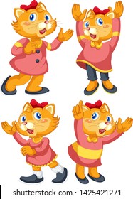 Set of cat character illustration