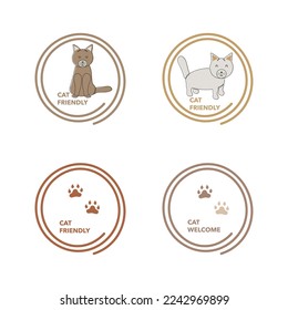 Set of cat characters continuous one line art