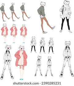 Set of cat characters designed by Illustrator
