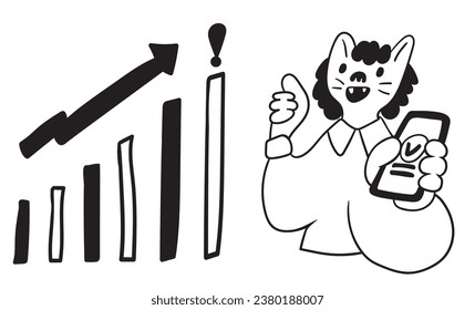 set of cat characters in vector. business icon in doodle style. linear illustration infographics. Template for logo sticker poster icon app website. Business icon series