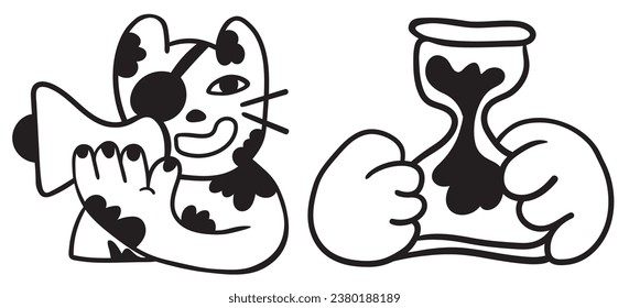 set of cat characters in vector. business icon in doodle style. linear illustration infographics. Template for logo sticker poster icon app website. Business icon series