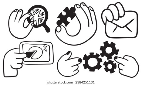 set of cat characters in vector. business icon in doodle style. linear illustration infographics. Template for logo sticker poster icon app website. Business icon series