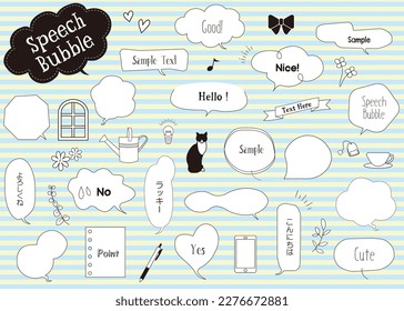 Set of cat and cute speech bubbles