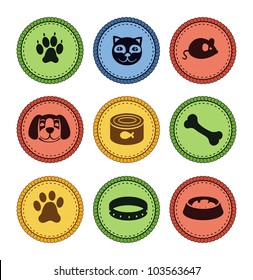 set of cat and dog  icons in retro style - vector illustration