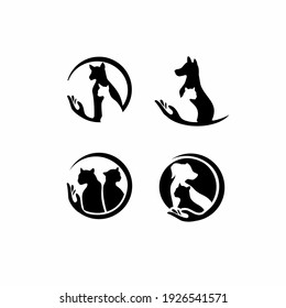set of cat and dog logo