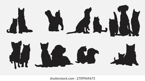 Conjunto de Ilustración vectorial de perro de gato