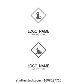 Establecer plantilla de logotipo de siluetas vectoriales de gato y perro