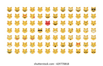  Set of cat emoticon vector. Emoji vector. Smile icon set.  Emoticon icon web - stock vector.