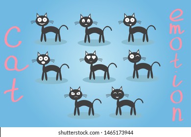 set of cat emotions. vector illustration flat