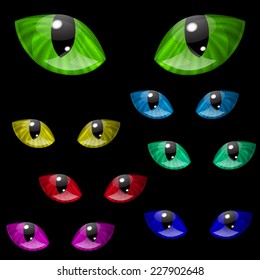 Set of cat eyes in various colors