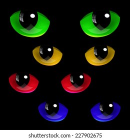 Set of cat eyes in various colors