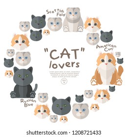 Set of cat face on white background : Vector Illustration