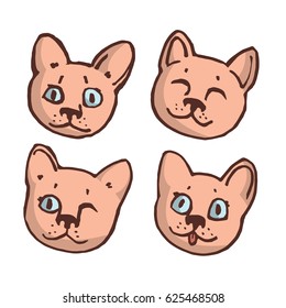 Set of cat faces