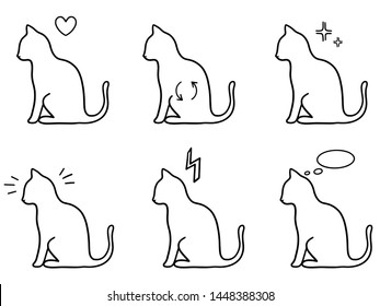 Set of cat figures with different attributes. For pet shop or illustration related to cats pets or pets food. 