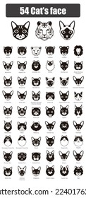 Set of cat flat icons, vector illustration