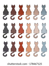 Set of cat fur color coats. Types of tabby in different color. svg