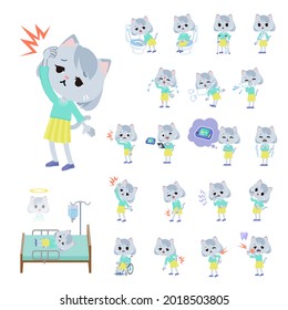 A set of Cat girl with injury and illness.It's vector art so it's easy to edit.