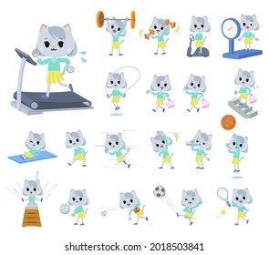 A set of Cat girl on exercise and sports.It's vector art so it's easy to edit.