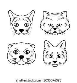 Set of cat head outline logo design