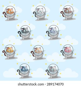 Set of cat icons. Funny collection of different cats.
