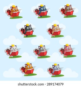 Set of cat icons. Funny collection of different cats.