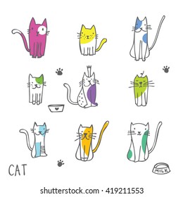 Set of cat illustrations