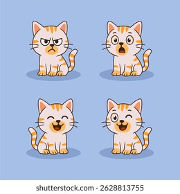 a set of cat illustrations with various expressions