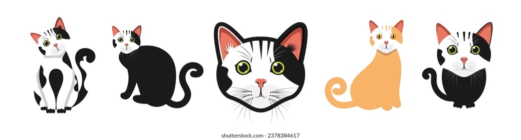 Establecer las ilustraciones de Cat gatos vectoriales o gatitos