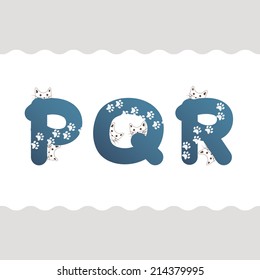 Set of cat letters P, Q, R