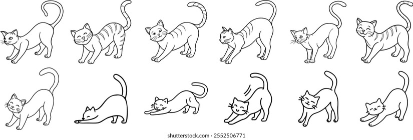 Set of Cat line Art