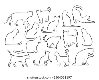 Set von Cat Line-Design geeignet für Logos, Symbole, Druck und andere