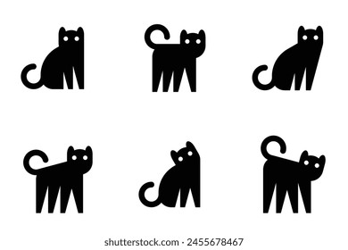 Set of Cat logo. Icon design. Template elements