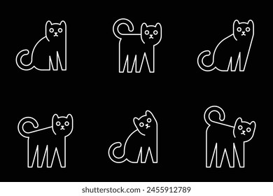 Set of Cat logo. Icon design. Template elements