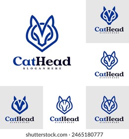 Set of Cat logo vector template, Creative Cat head logo design concepts
