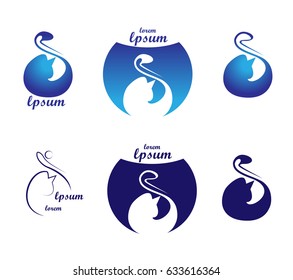 set of cat logotype. pet shop logo and  veterinary clinics concept. isolated icons on white background. vector images.