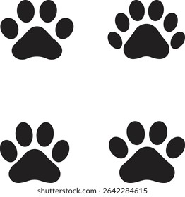 Set of cat paw Print icon design 