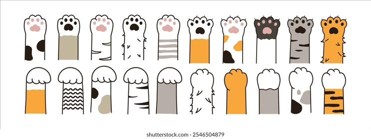 Set of cat paws, design for icon or stickers