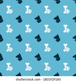 Set Cat and Pet toys bone rubber and ball on seamless pattern. Vector