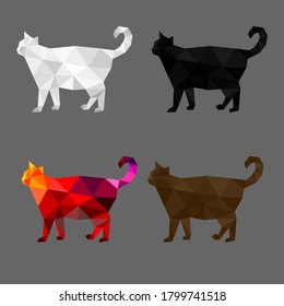Set of cat polygon geometric. Vector illustration.