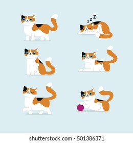 Set Of Cat Poses Vector Illustration