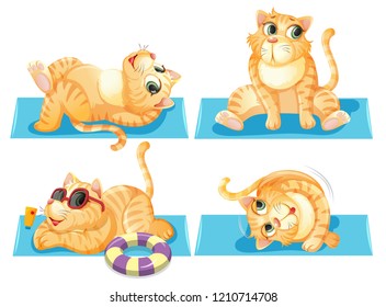 Conjunto de ilustraciones relajantes de gatos