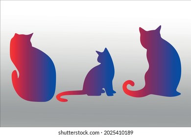 set of cat silhouette abstract,  line isolated or logo isolated sign symbol vector, outline and stroke style Collection of high-quality color style vector illustration,